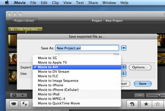 how to export video from imovie