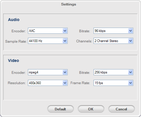 settings mts to flv